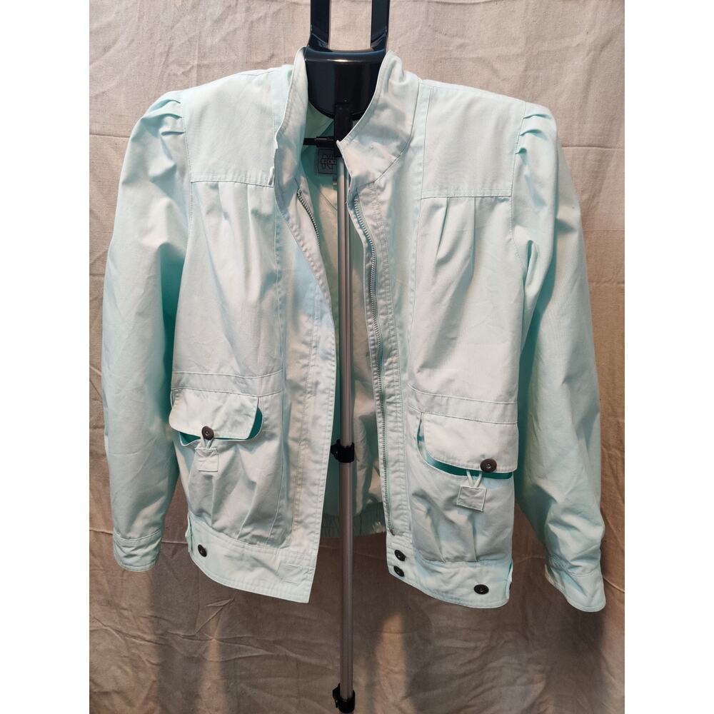Vintage New York Girl Jacket Women's Size Medium Teal Lightweight Zip Up